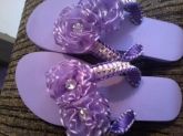 Chinelo bordado Macramê Lilás